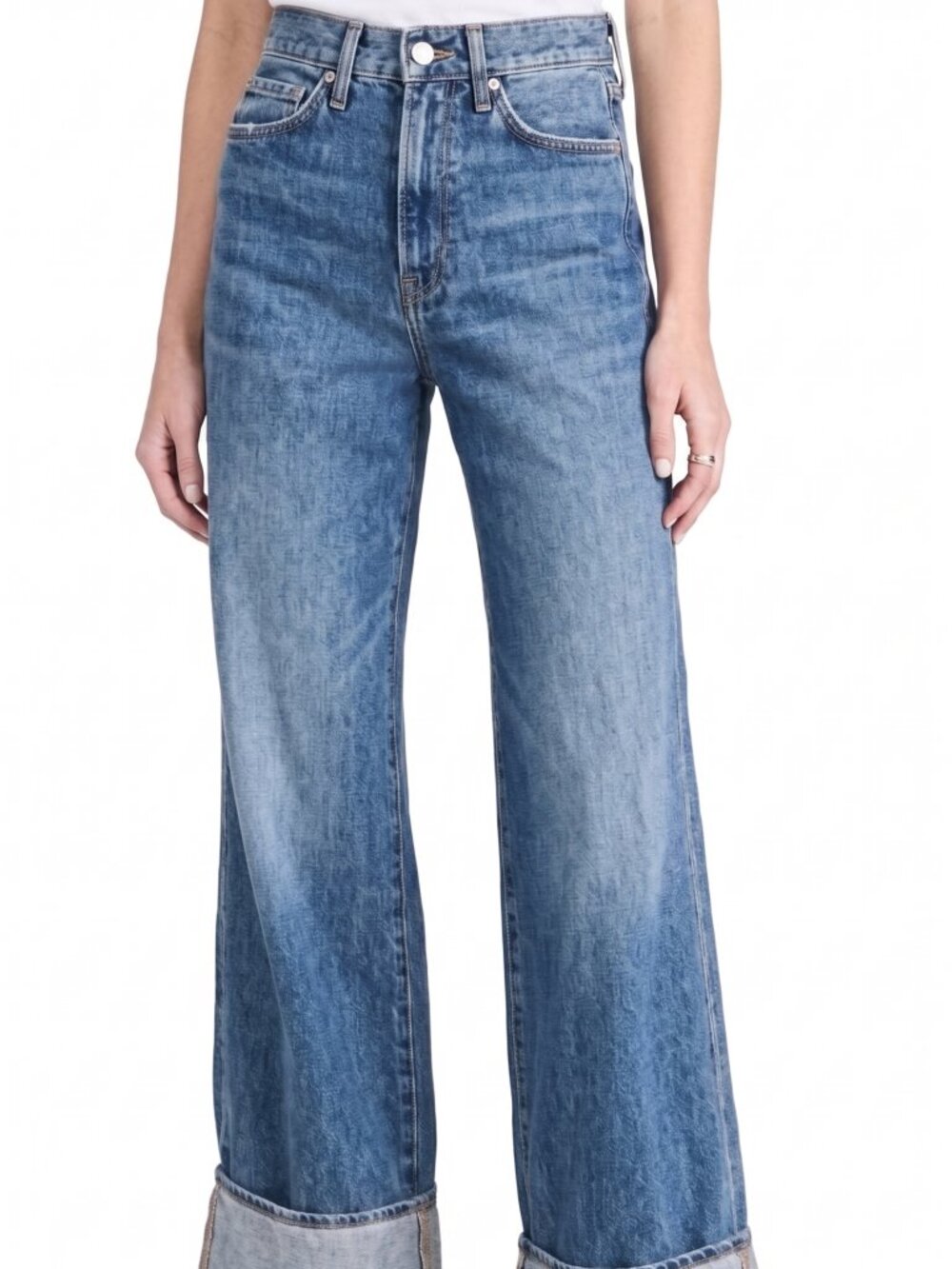 Veronica Beard High Rise Wide Leg Cuffed Jeans Size 25 Like New